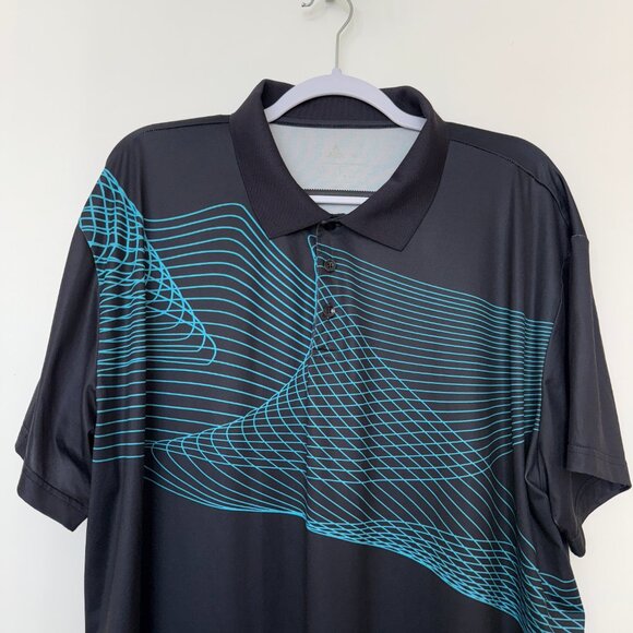 SR Speed Your Run Men's Black Blue Striped Designed Golf Polo Shirt, Size 2XL - Picture 2 of 5